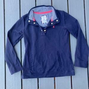 Joules navy collared cotton women's pullover sweater, coastal preppy nautical